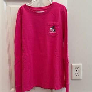 Vineyard Vines Kids Christmas Bright Pink Long Sleeve Tee